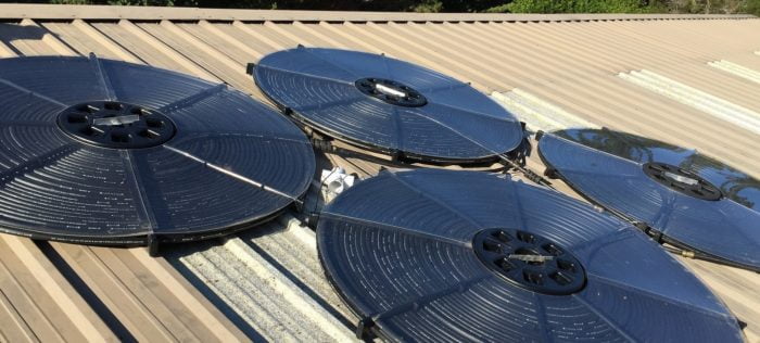 solar water heating coils on a rooftop